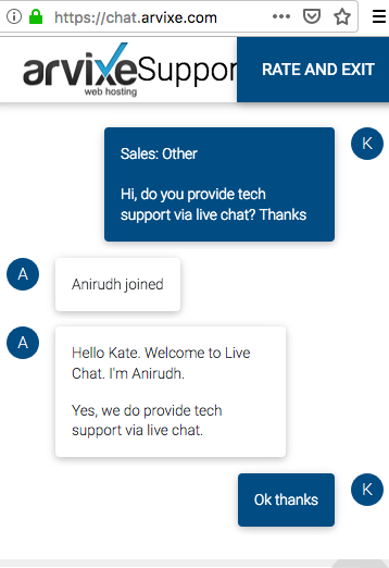 Arvixe.com support chat