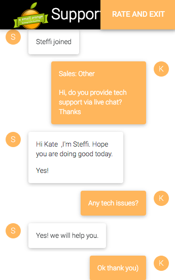 aSmallOrange.com support chat