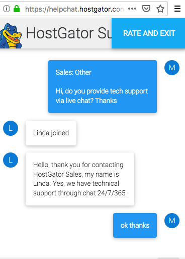 Hostgator.com support chat