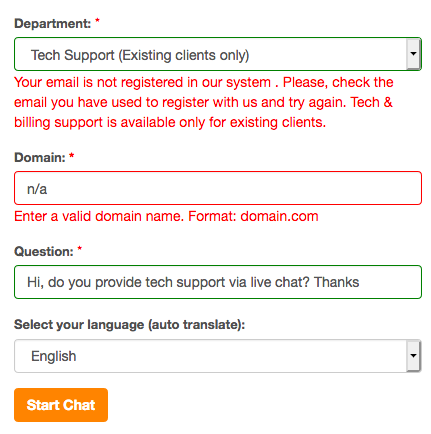 MochaHost.com support chat