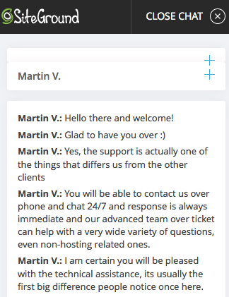 Siteground.com support chat