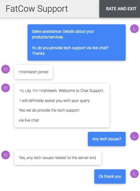 FatCow.com support chat