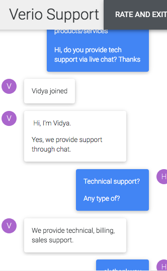 Verio.com support chat