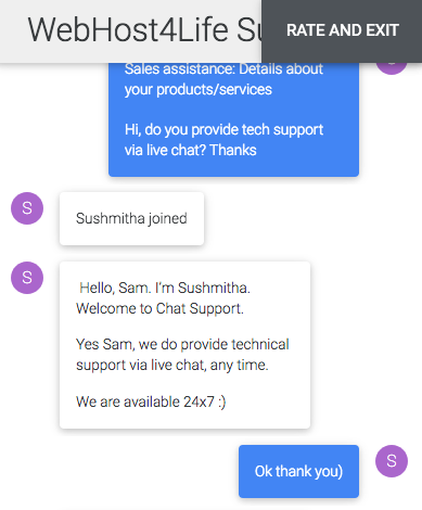 Webhost4life.com support chat