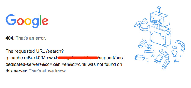 Google 404 cache error